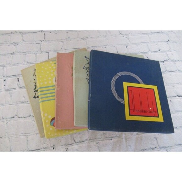 Vintage MCM Handkerchiefs Lot 10 Lace Embroidered Prints Solids Mix Some In Box - Picture 15 of 16